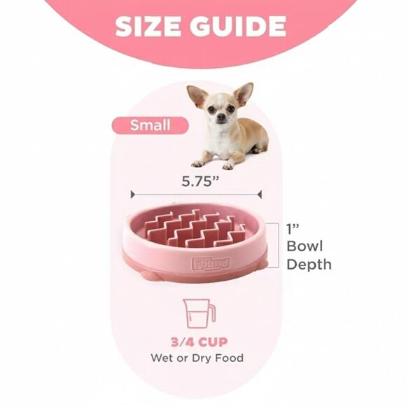 Outward Hound Slo Bowl SMALL Pink Puppy Slow Feeder Anti Bloat Dog Chihuahua - Picture 7 of 8